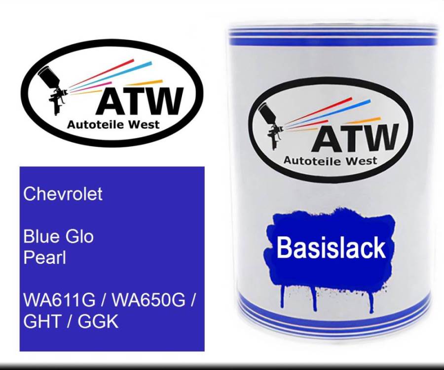 Chevrolet, Blue Glo Pearl, WA611G / WA650G / GHT / GGK: 500ml Lackdose, von ATW Autoteile West.